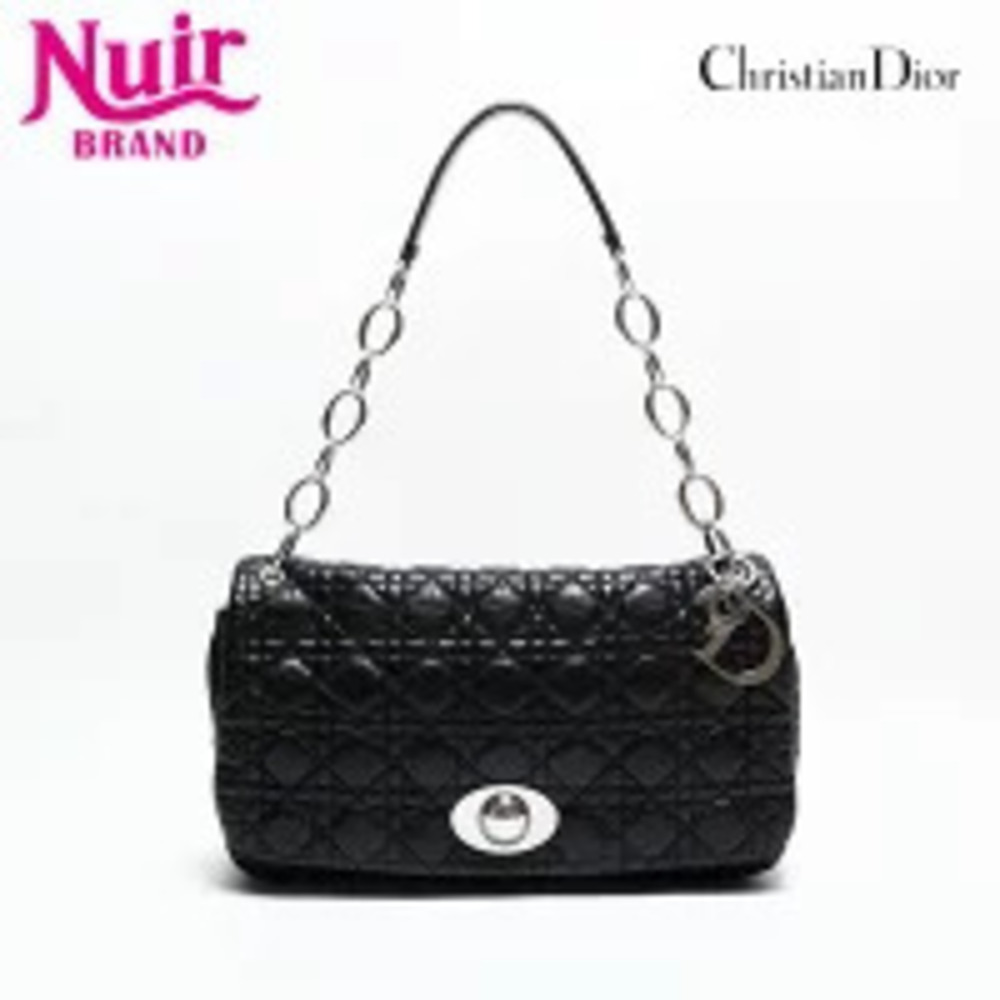 Christian Dior Leather Cannage Shoulder Bag Black